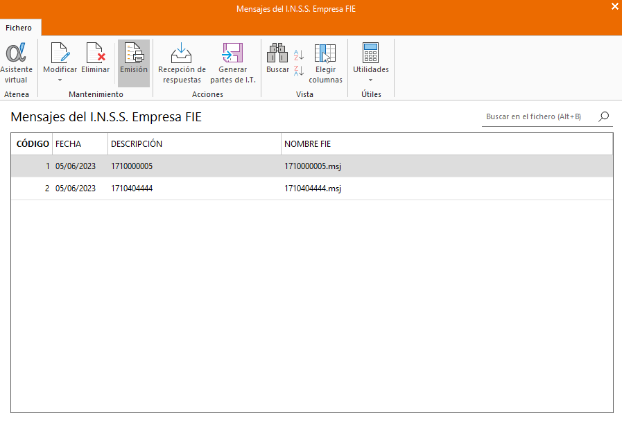 N1742 - Importación del fichero FIE de respuesta del INSS y creación de ...