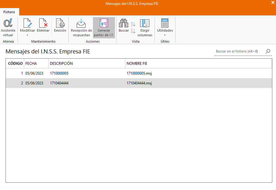 N1742 - Importación del fichero FIE de respuesta del INSS y creación de ...